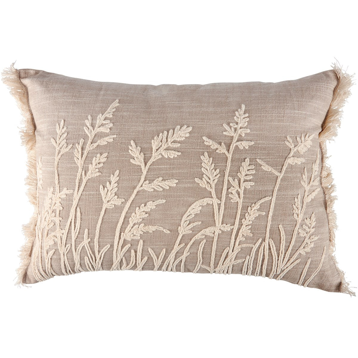 Natural Grasses Embroidered Cottage Accent Pillow