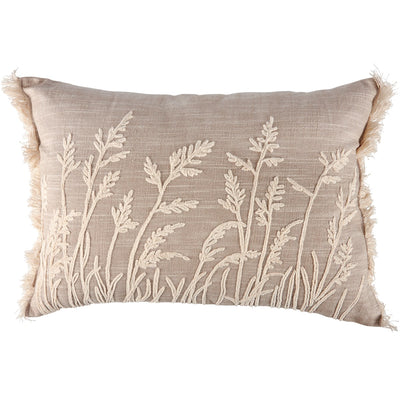 Natural Grasses Embroidered Cottage Accent Pillow