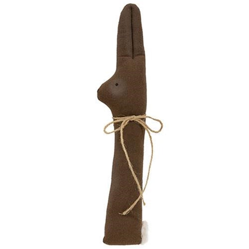 Primitive Chocolate Peeking Bunny 14" Fabric Figure