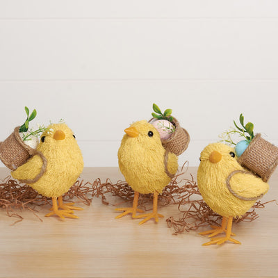 💙 Spring Chicks with Egg Baskets Set of 3 Figures