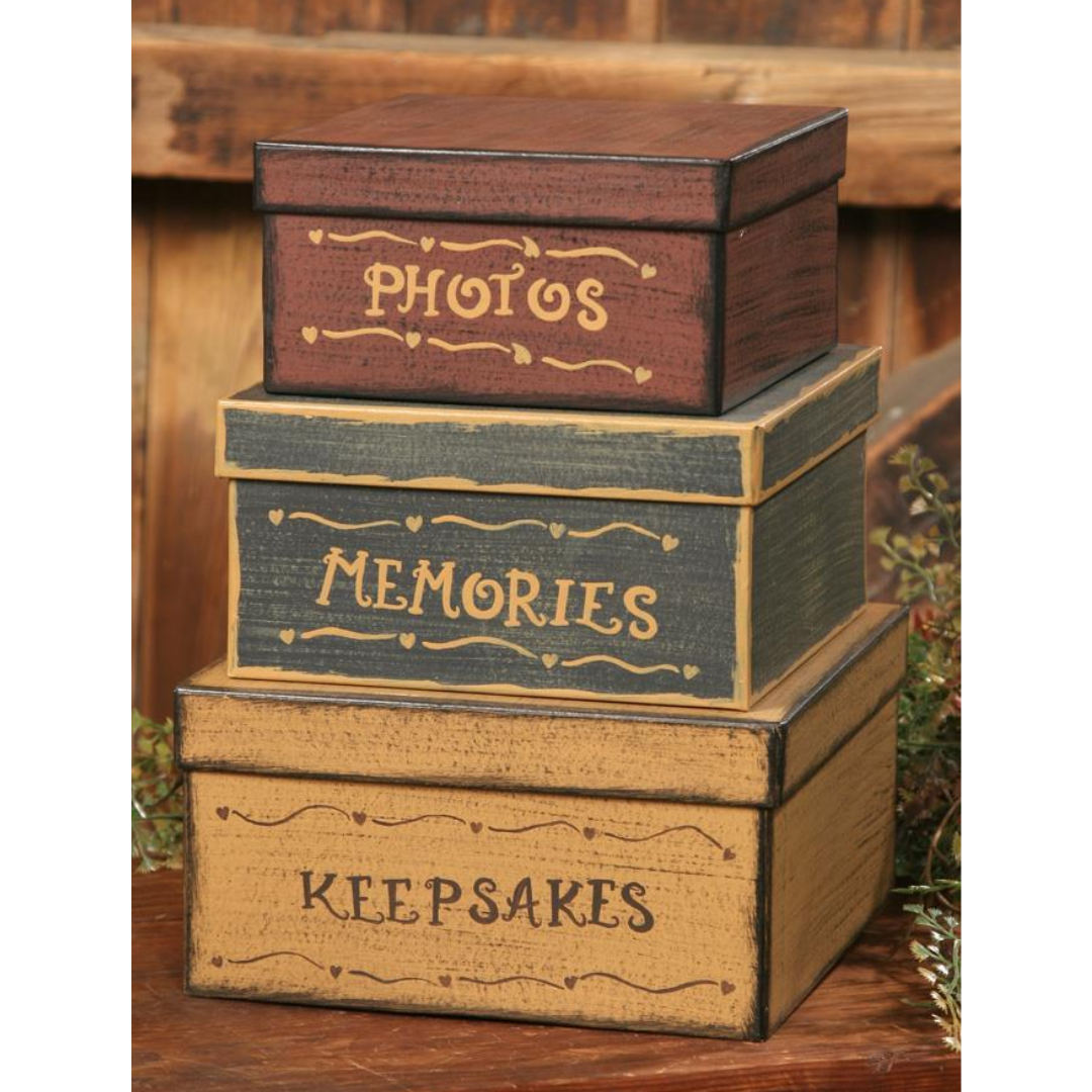 Primitive Nesting Boxes Photos Memories Keepsakes Set of 3