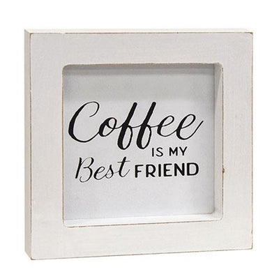 Set of 4 Coffee Themed Mini Framed Signs in Black and White