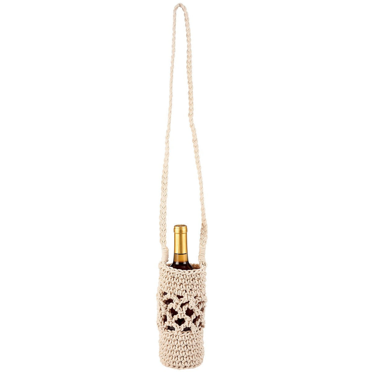 Macrame Crossbody Bottle Holder