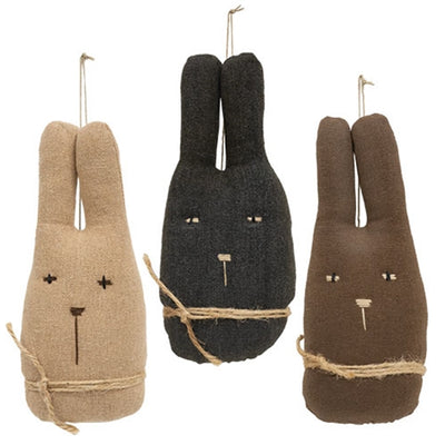 Set of 3 Fabric Rabbit Head Ornaments