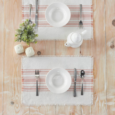 Antique White Stripe Coral Indoor/Outdoor Placemat Set of 6