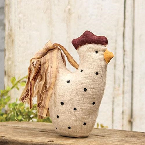 Polka Dot Chicken Stuffed Sitter Figure 5" H