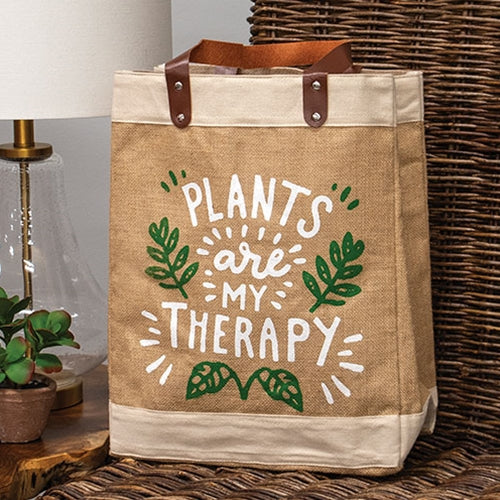 Plants Are My Therapy Jute Tote