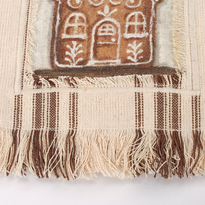Gingerbread House Striped Kitchen Towel