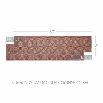 Custom House Burgundy Tan Jacquard 60" Table Runner