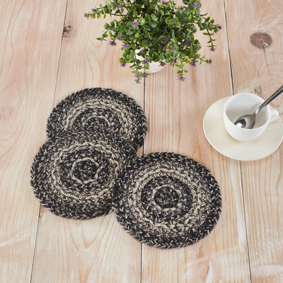 Set of 3 Sawyer Mill Black White 8" Jute Trivets