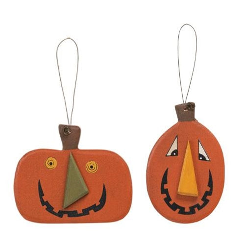 Set of 2 Happy Jack o Lantern Ornaments