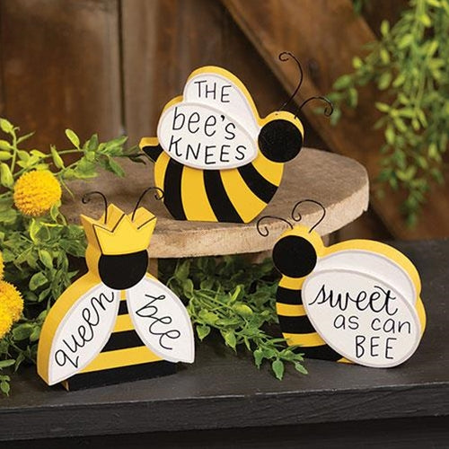 Set of 3 Bee Sayings Chunky Sitter Signs