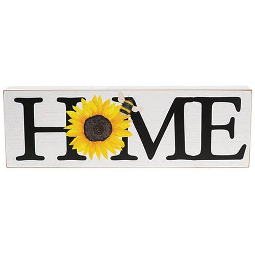 Sunflower & Bee Home 17.75" Wooden Sign
