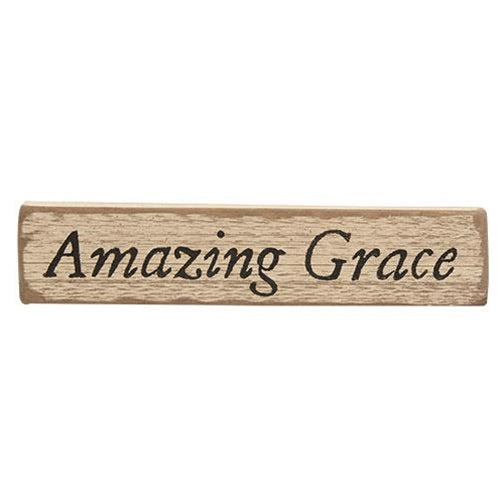 Amazing Grace Distressed White Barnwood Sign 17"