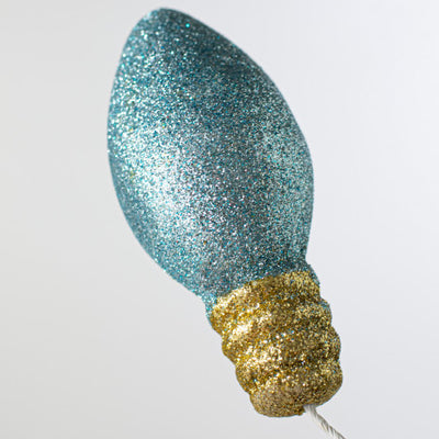 Gold and Blue Glitter Light Bulb 30" Spray