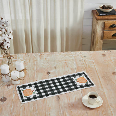 Annie Black Check Pumpkin Table Runner 8" x 24"