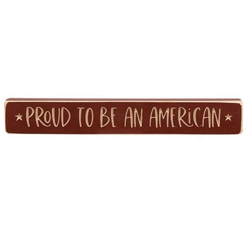 Proud to Be An American 12" Engraved Wooden Block
