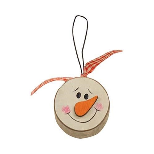 Chunky Snowman Head 1.5" Wooden Ornament