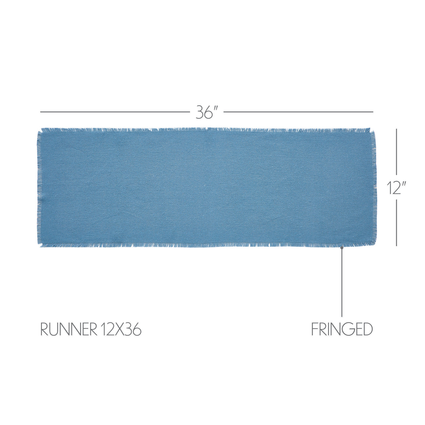 Burlap Blue Fringed Table Runner 12" x 36"