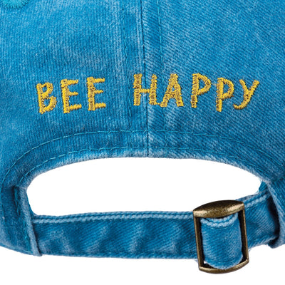Bee Happy Floral Blue Baseball Cap