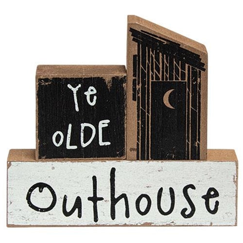 💙 Ye Olde Outhouse Set of 3 Wooden Block Signs