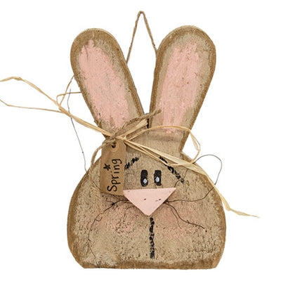 Set of 2 Rustic Wood Hanging Bunny Head 12"H