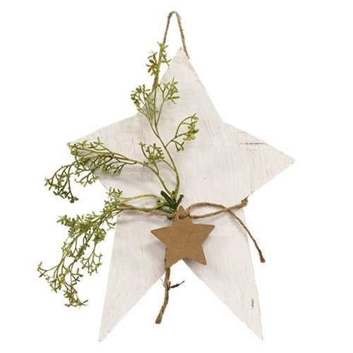 Rustic Wood Whitewashed Primitive Star 10.5" H