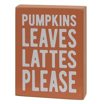 Set of 2 Pumpkins Leaves Box Sign and Pumpkin Spice Chunky Sitter Signs