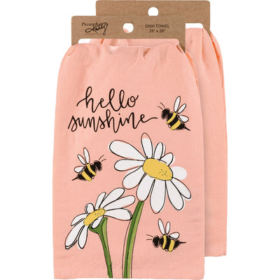Hello Sunshine Daisies and Bees Kitchen Towel