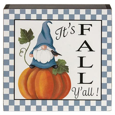 Set of 3 Fall Gnome Checkered 7.75" Box Signs