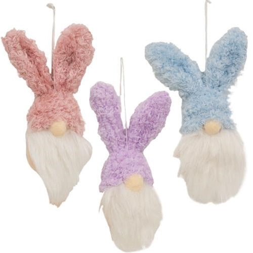 Set of 3 Fuzzy Gnome Bunny Ornaments