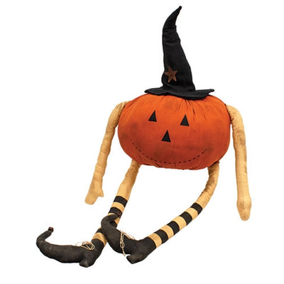 Witchy Jack O Lantern Lighted LED Fabric Sitter