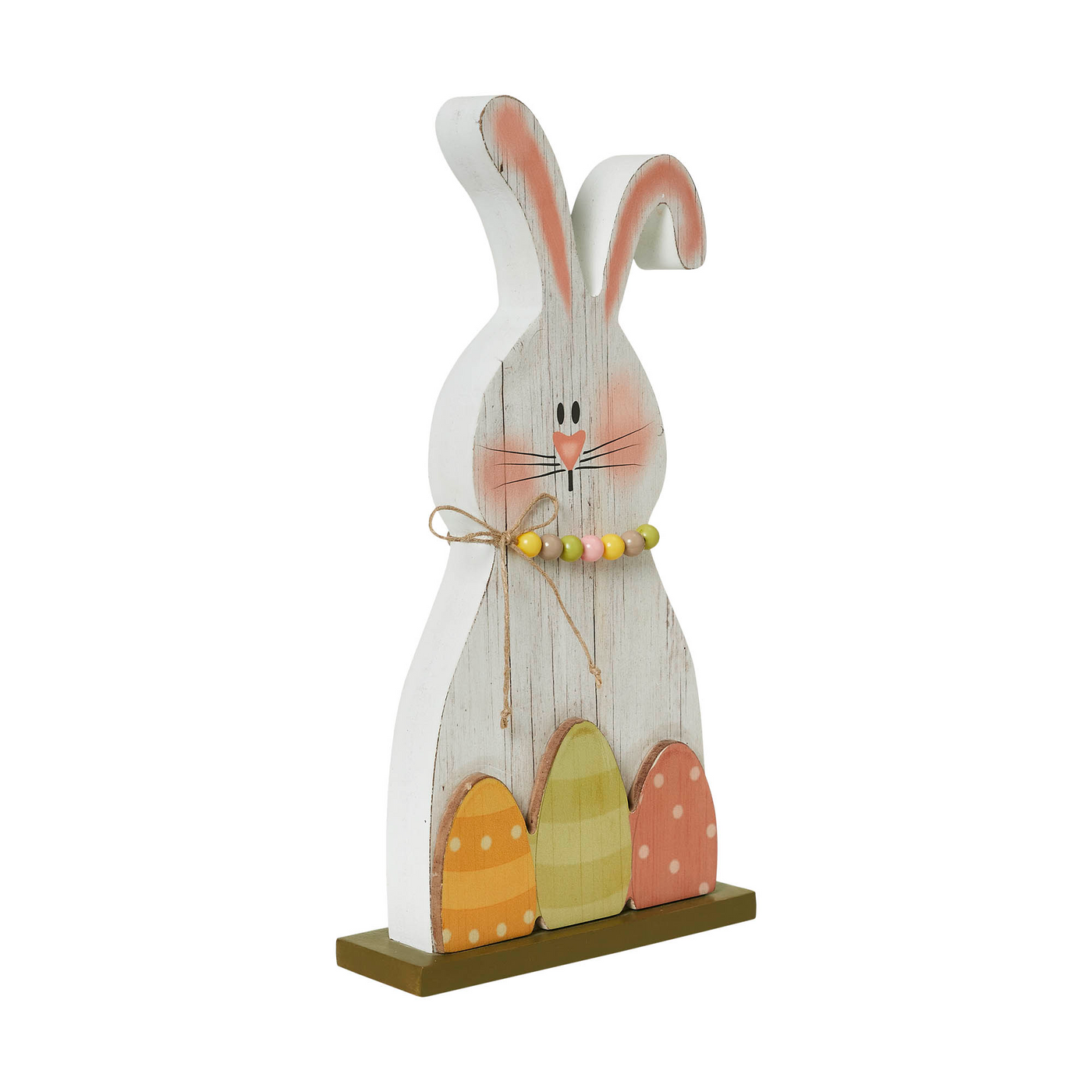 Bunny Hop with Eggs 12" Wooden Sitter
