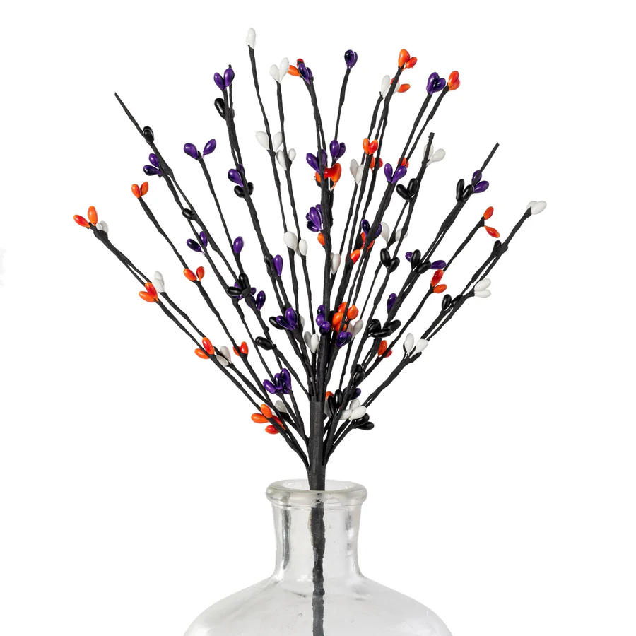 💙 Purple Orange Black & White 13" Halloween Pips and Twigs Spray