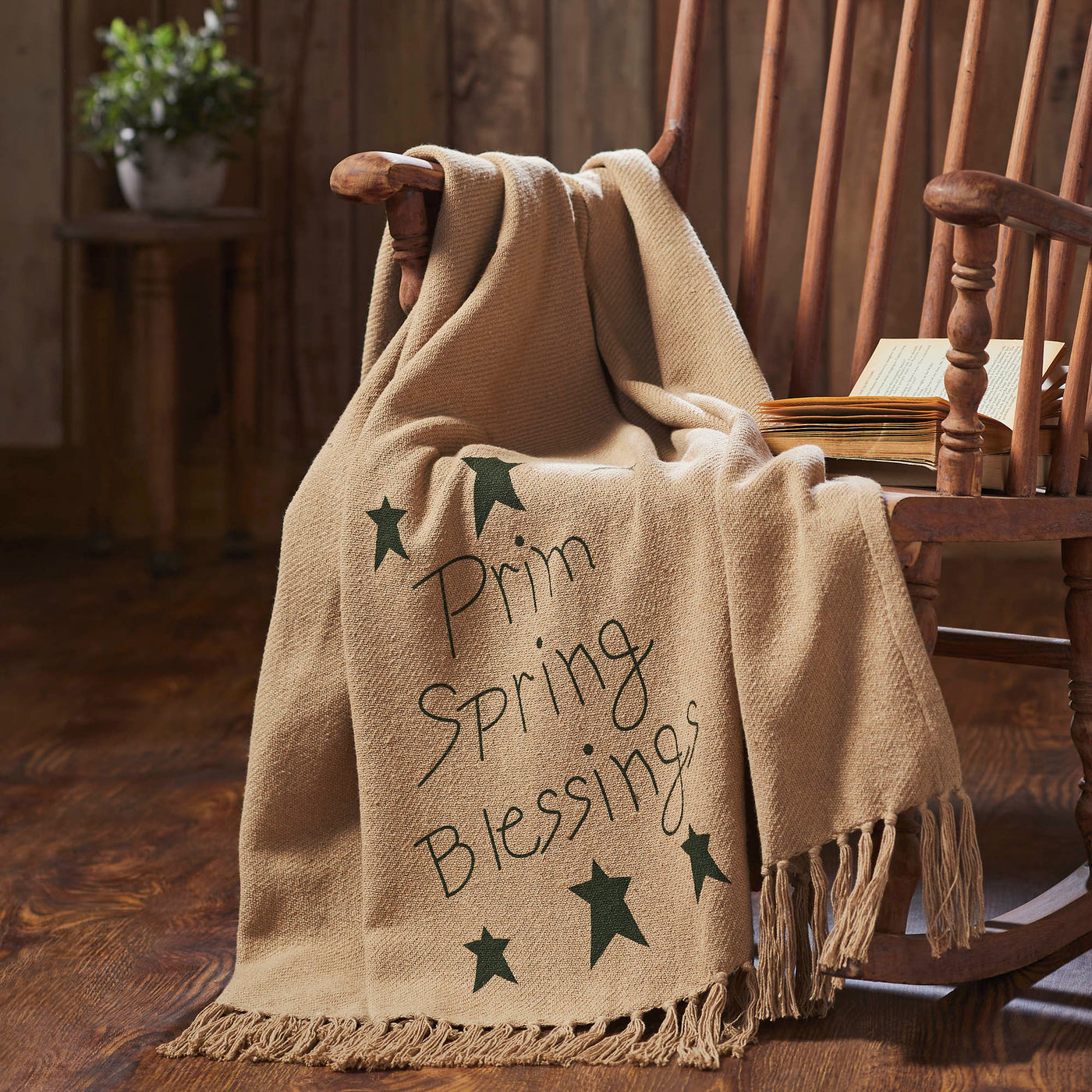 Prim Spring Blessing Woven Primitive Style Throw 50" x 60"