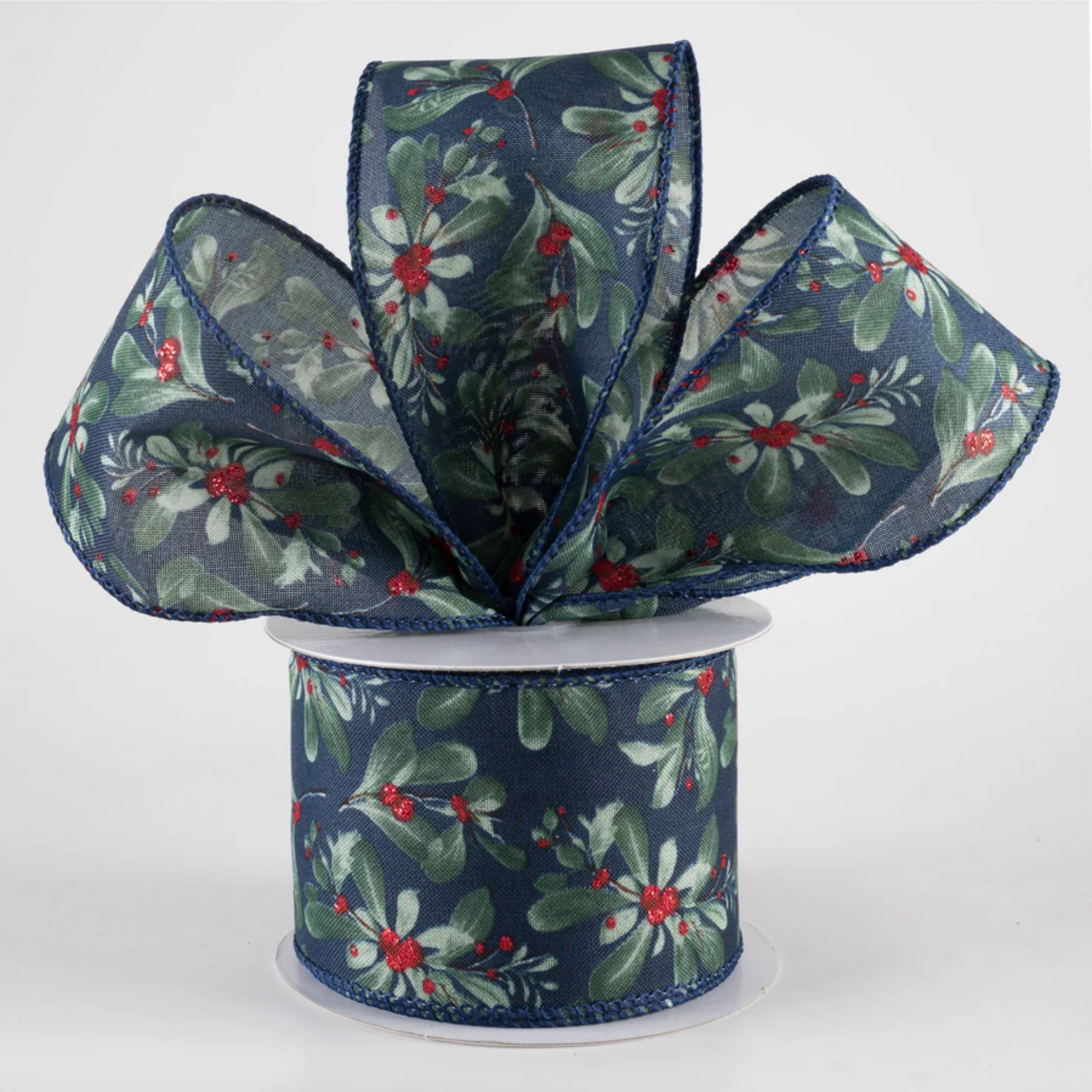 💙 Painted Mistletoe Navy Ribbon: Navy 2.5