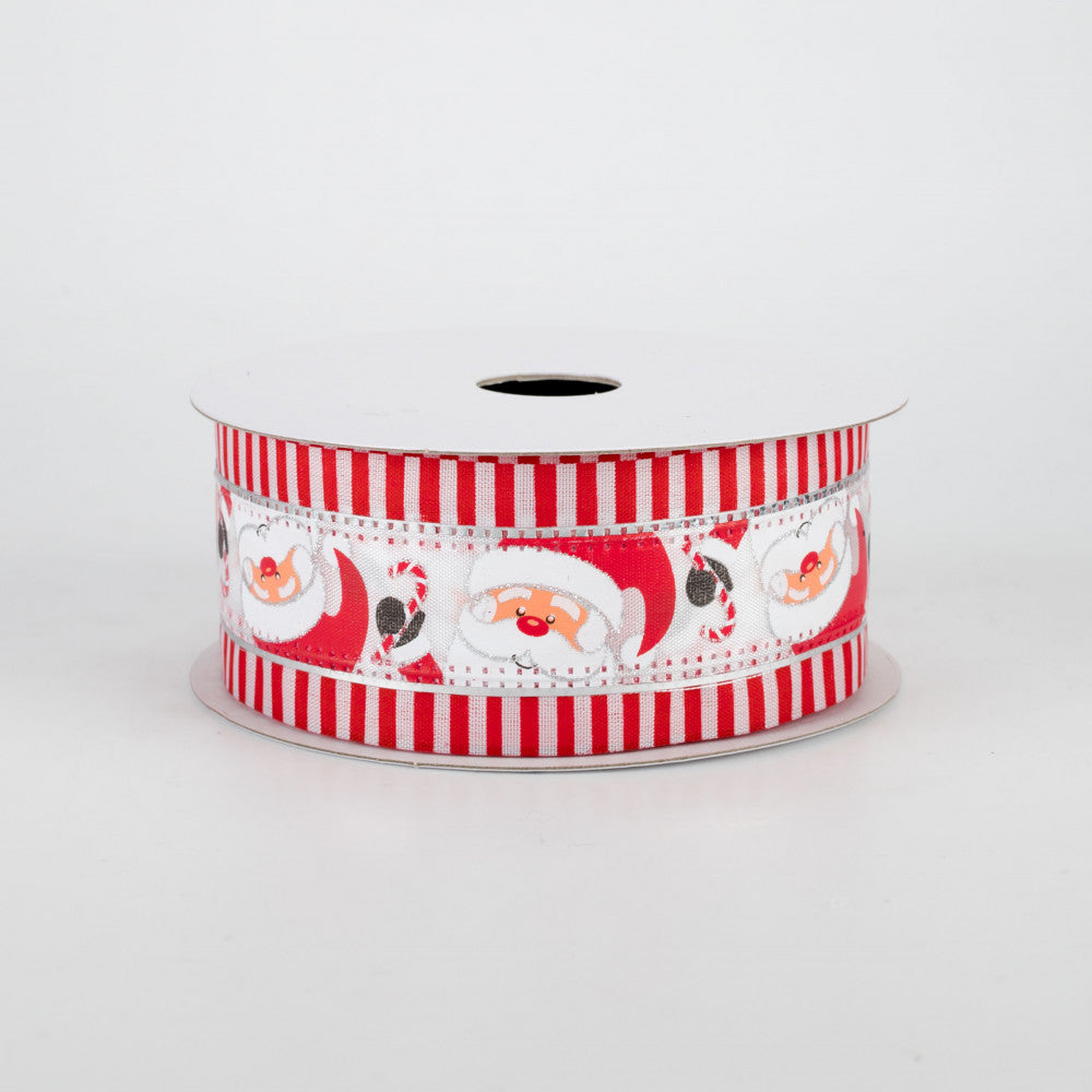 💙 Jolly Santa Red & White Striped Ribbon 1.5" x 10 Yards