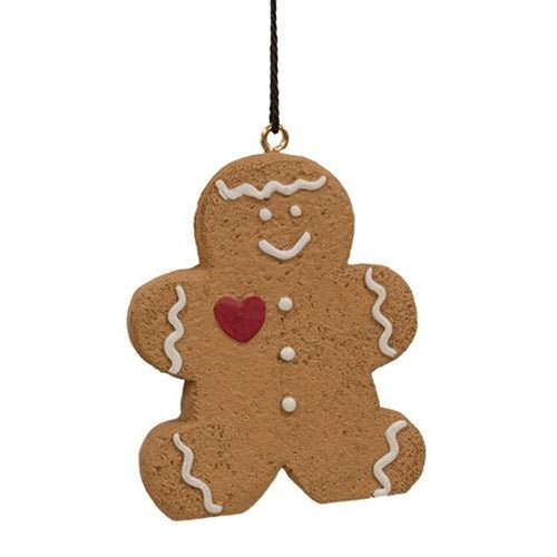 Mini Resin Gingerbread Man with Heart Ornament