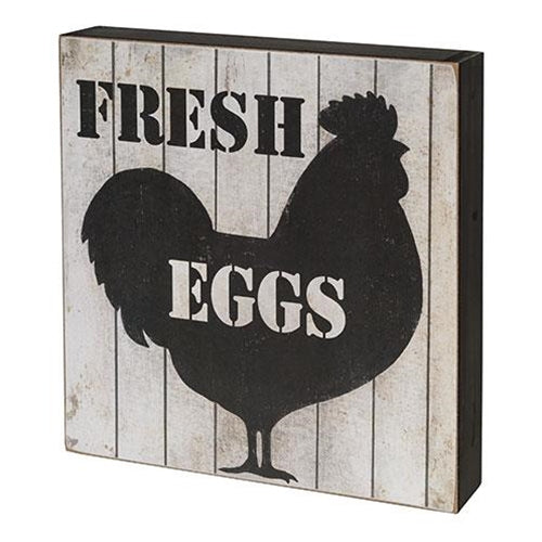 Fresh Eggs Chicken Silhouette 8" Box Sign