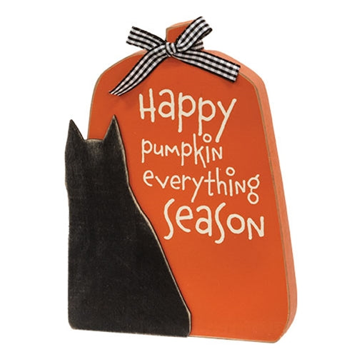 💙 Set of 2 Fall Sayings Cat & Pumpkin Wooden Fall Sitters