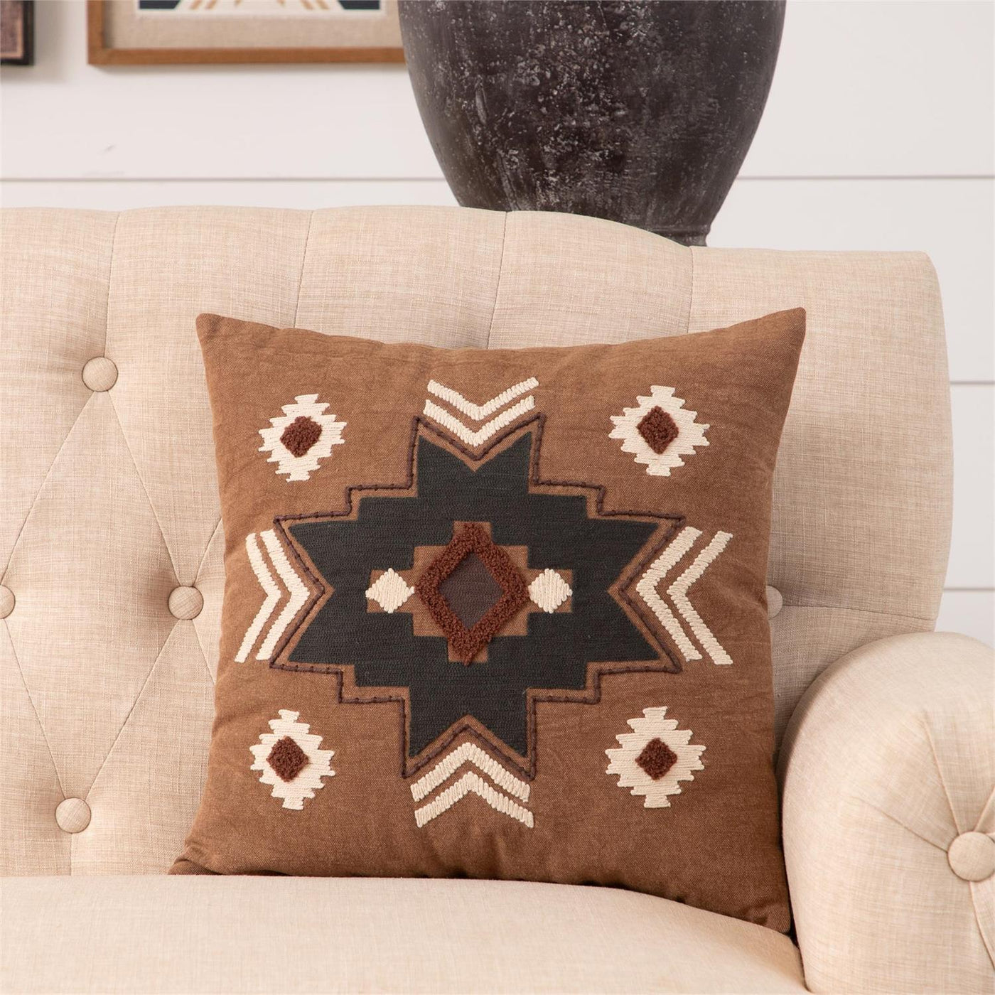 Southwestern Shades of Brown 16" Accent Pillow