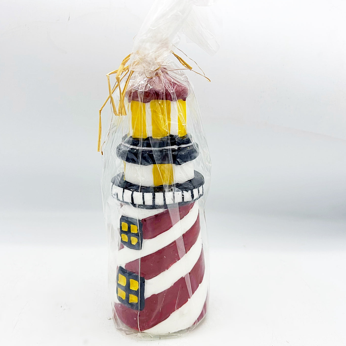 💙 Lighthouse Red and White Striped Shaped Candle 7.25" H