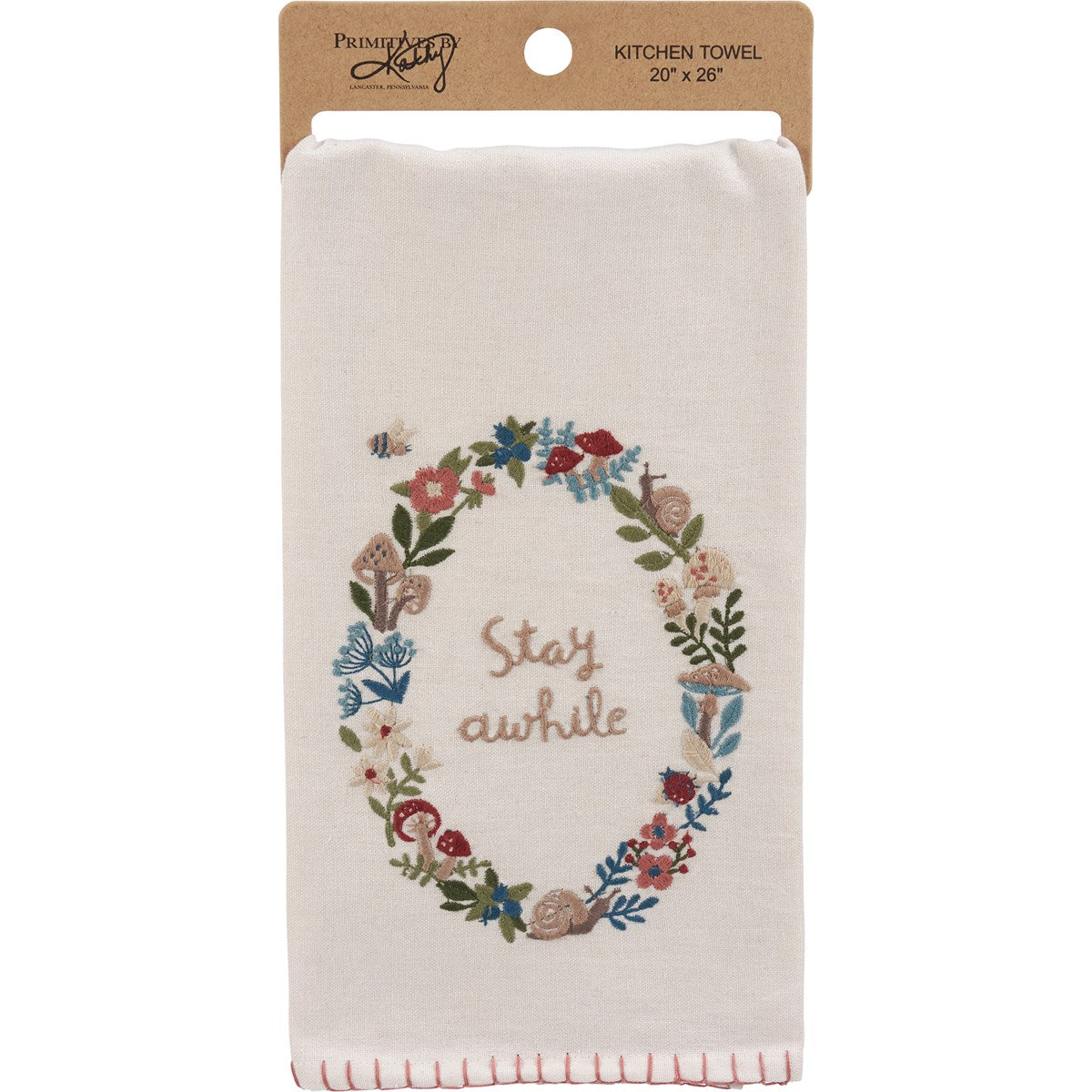 Stay Awhile Floral Cottagecore Kitchen Towel