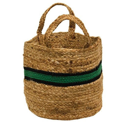 Set of 3 Bold Striped Jute Basket Containers