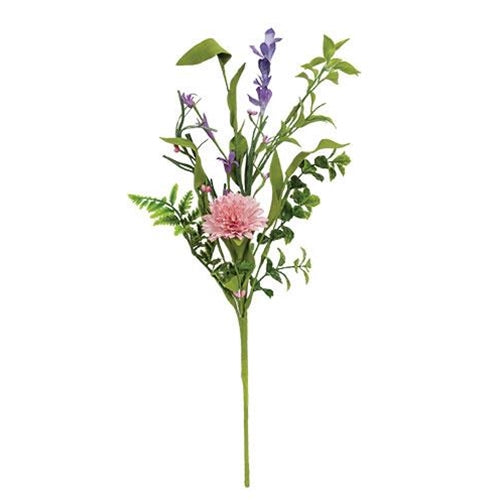 Pink Chrysanthemum & Iris 19" Faux Floral Pick