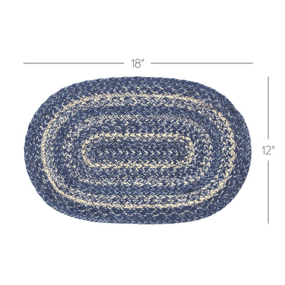 Great Falls Blue Jute Oval Placemat 12'' x 18''