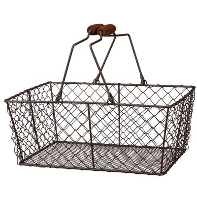 Set of 3 Farmhouse Rectangle Hinged Wire Basket Set