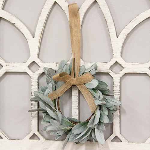 Frosted Lamb's Ear 10" Wreath with Burlap Bow Hanger