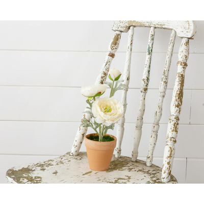 White Ranunculus 11" Faux Potted Plant