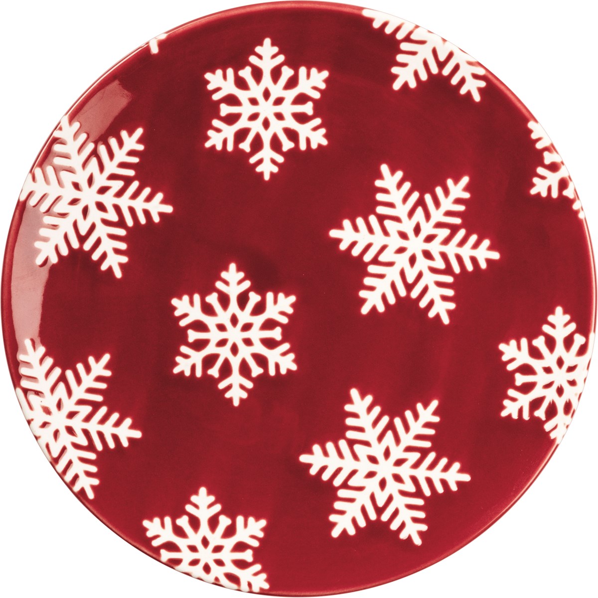 Snowflakes On Red 5.75" Dessert Plate